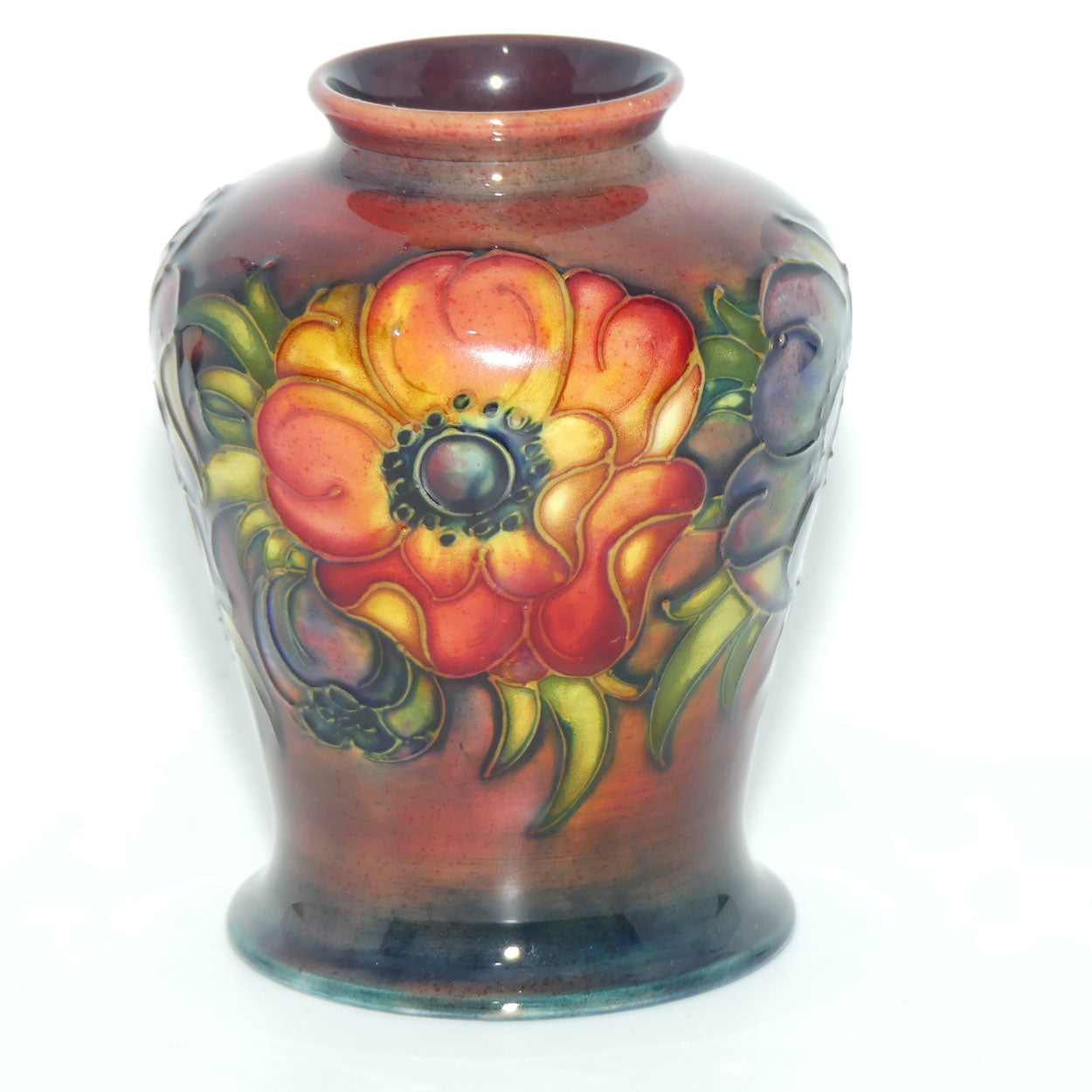Walter Moorcroft Flambe Anemone footed vase