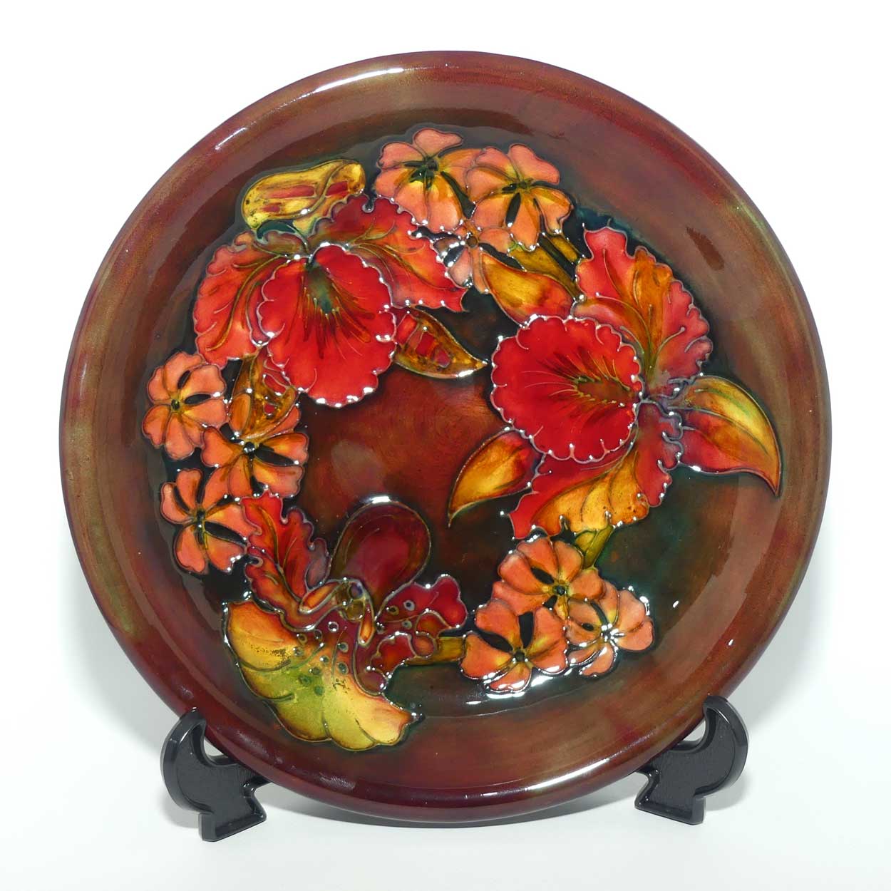 Walter Moorcroft Flambe Orchid shallow bowl (#1)