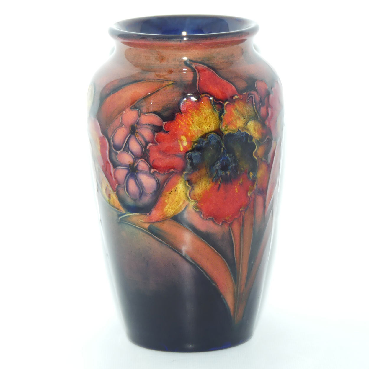 Walter Moorcroft Flambe Orchid tapering shape vase