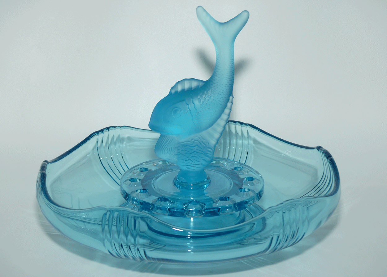 Czechoslovakian Poisson Volant Blue Glass Float Bowl