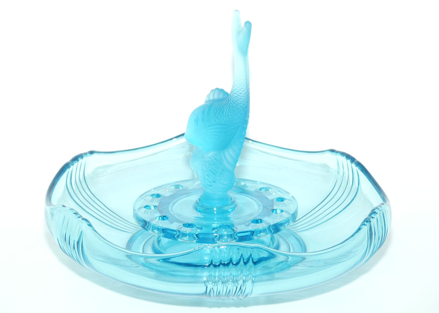 Czechoslovakian Poisson Volant Blue Glass Float Bowl