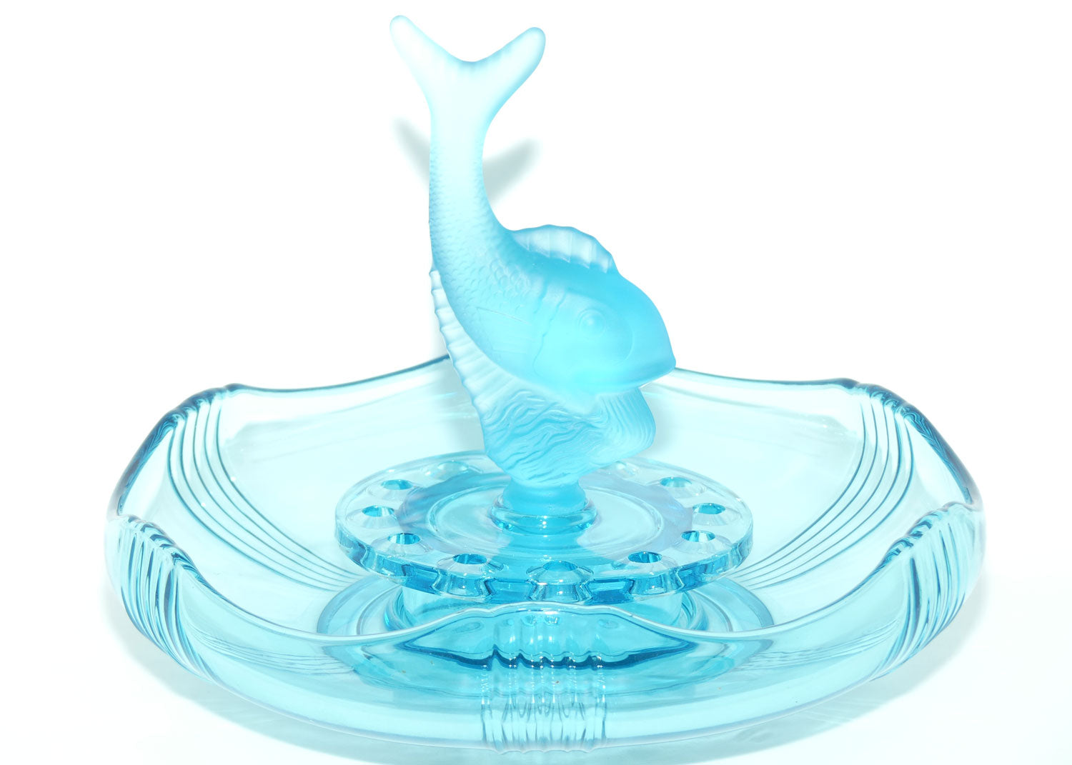 Czechoslovakian Poisson Volant Blue Glass Float Bowl