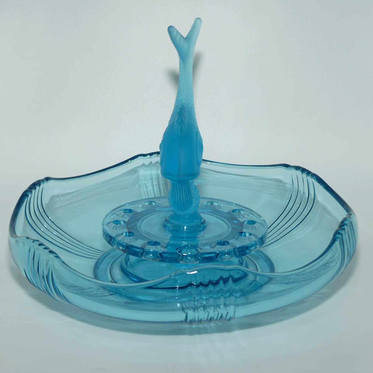 Czechoslovakian Poisson Volant Blue Glass Float Bowl