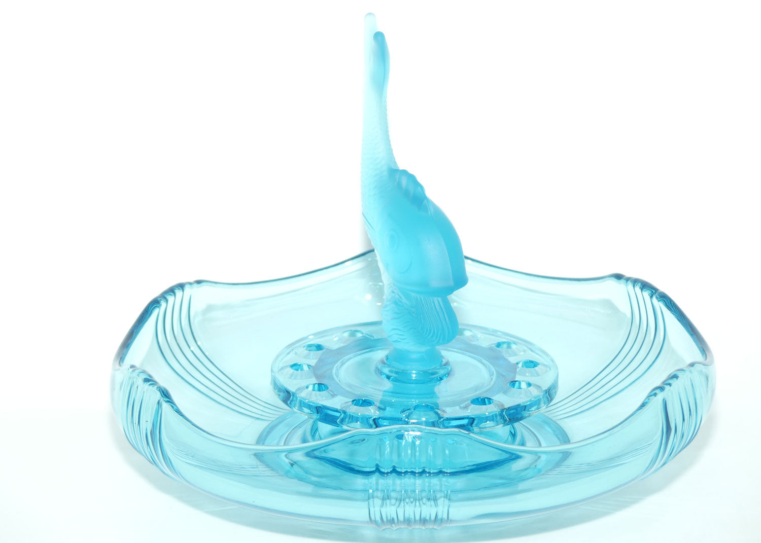 Czechoslovakian Poisson Volant Blue Glass Float Bowl