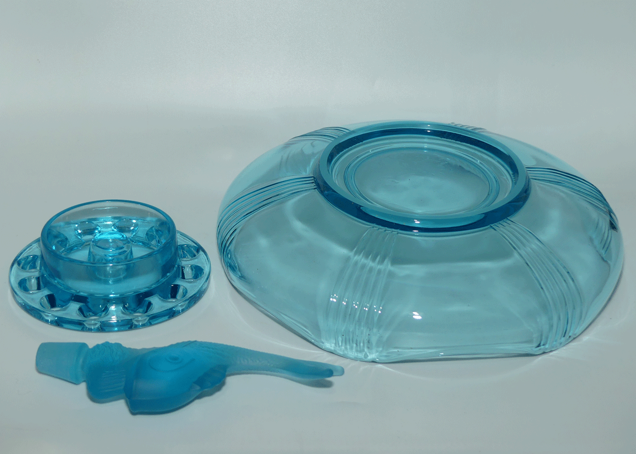 Czechoslovakian Poisson Volant Blue Glass Float Bowl