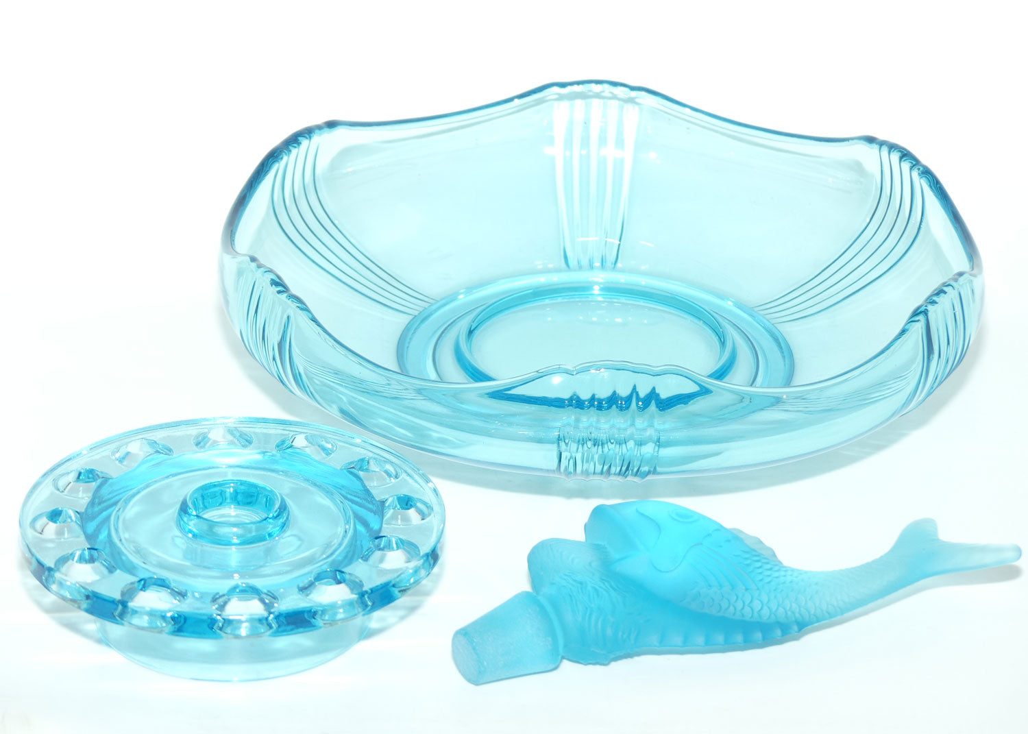 Czechoslovakian Poisson Volant Blue Glass Float Bowl
