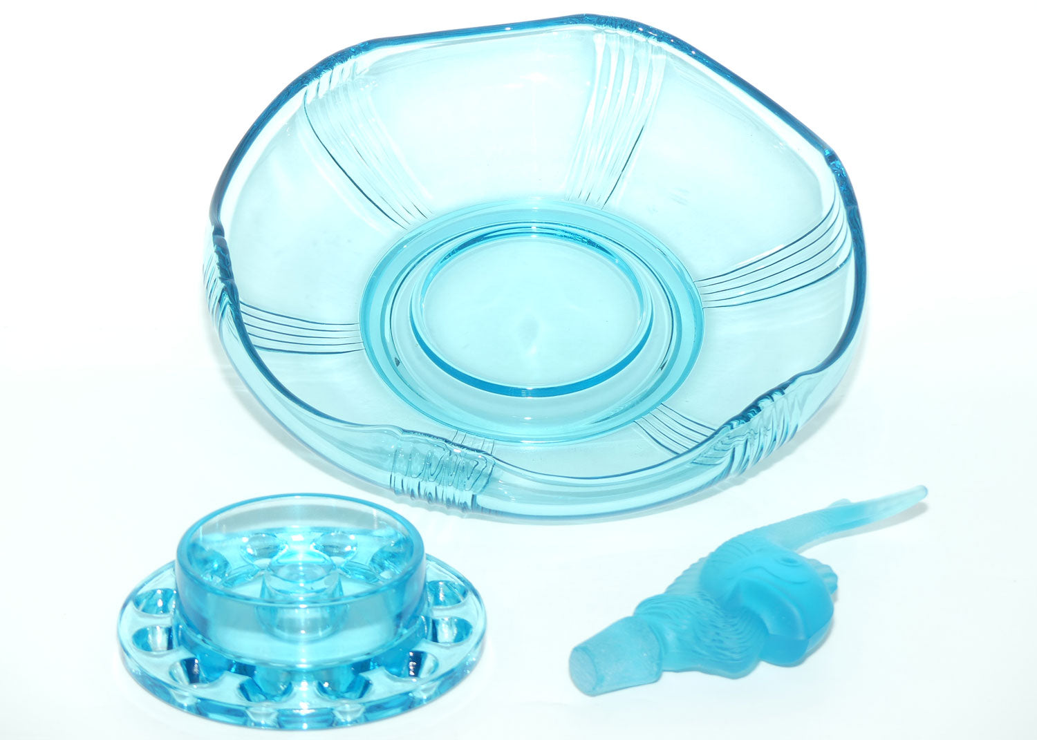 Czechoslovakian Poisson Volant Blue Glass Float Bowl