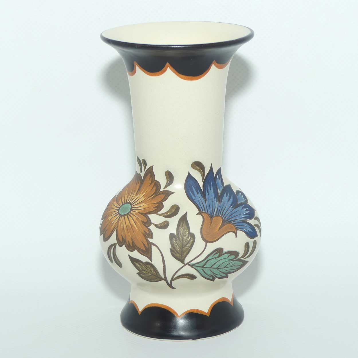 Gouda Pottery Holland Flora pattern vase | original label intact