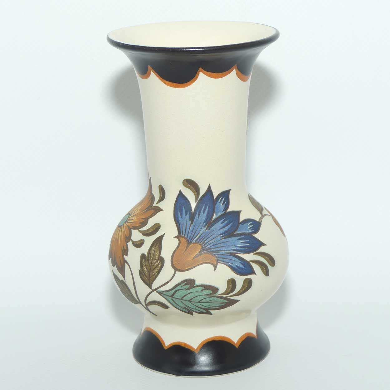 Gouda Pottery Holland Flora pattern vase | original label intact