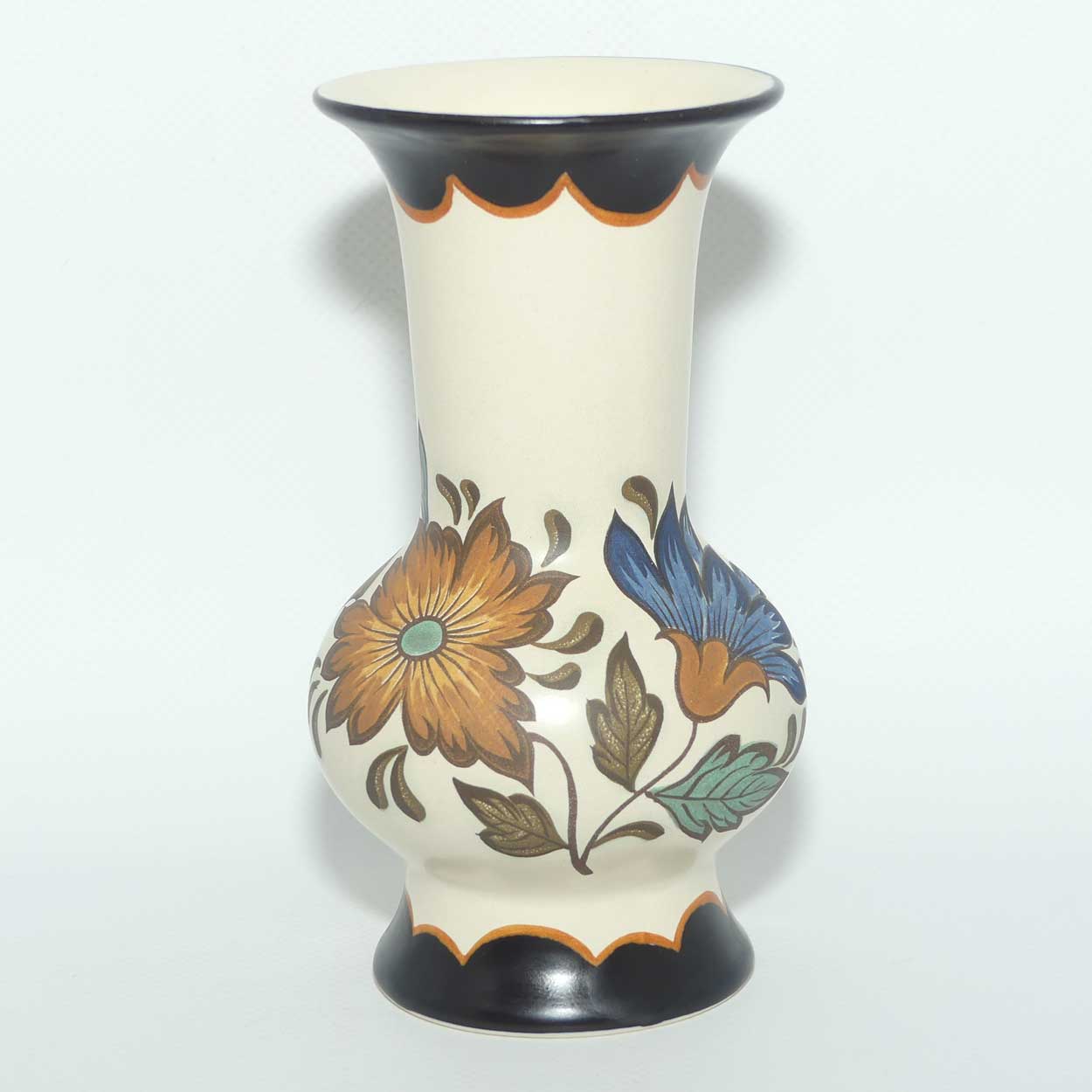 Gouda Pottery Holland Flora pattern vase | original label intact