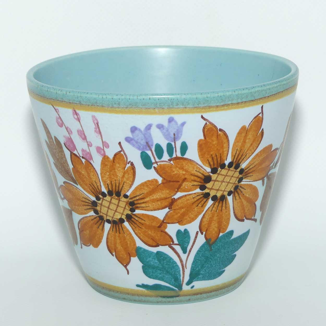 Gouda Pottery Holland Flora pattern small planter | Aqua interior