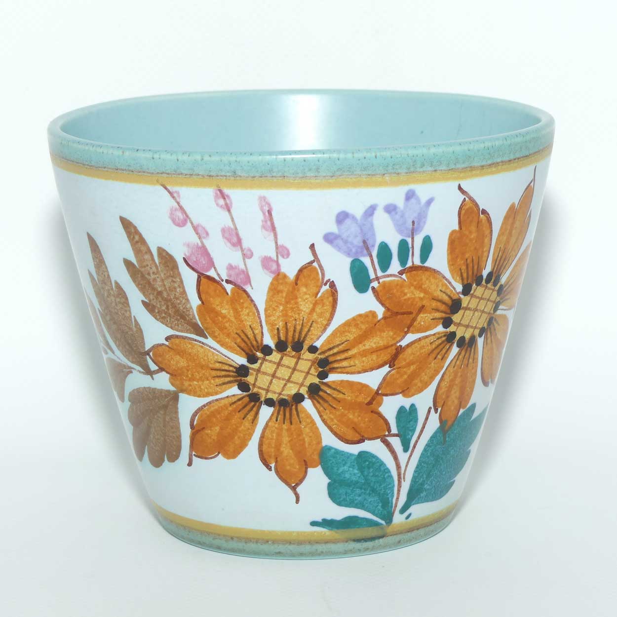 Gouda Pottery Holland Flora pattern small planter | Aqua interior