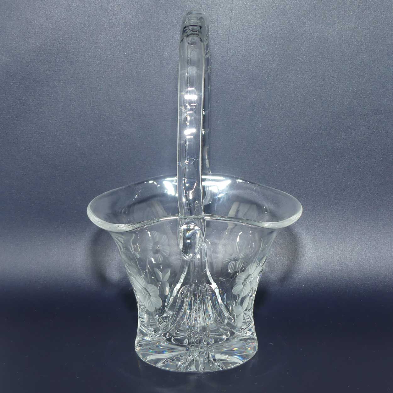 Bohemian Crystal loop handle basket | Cut Floral pattern