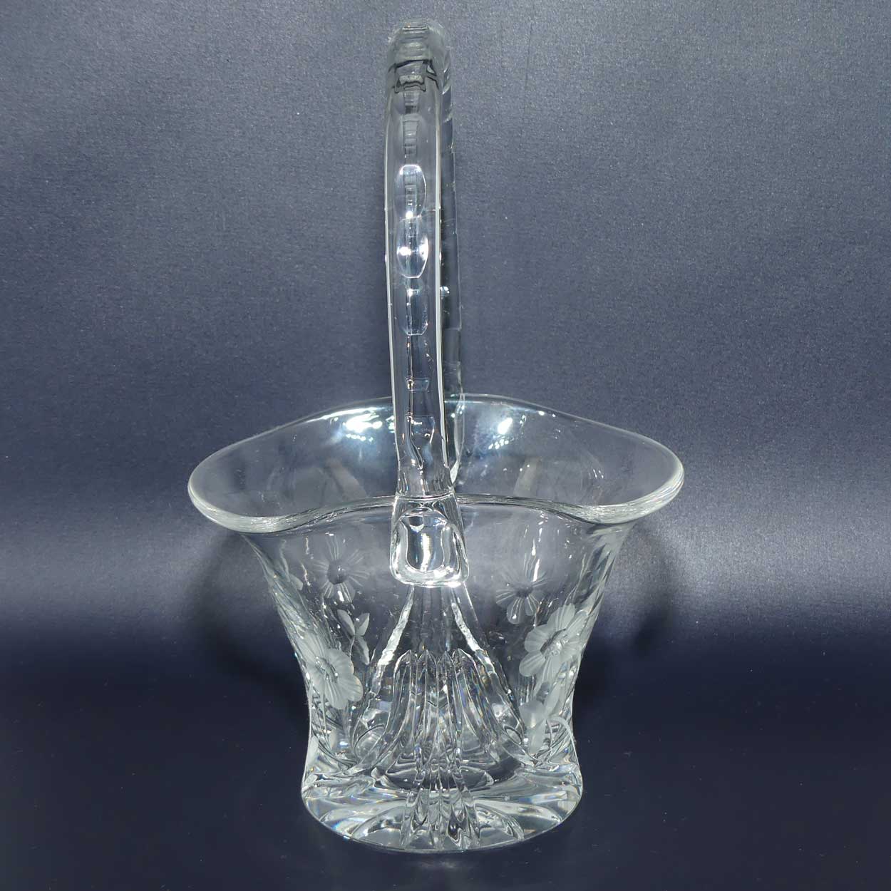 Bohemian Crystal loop handle basket | Cut Floral pattern