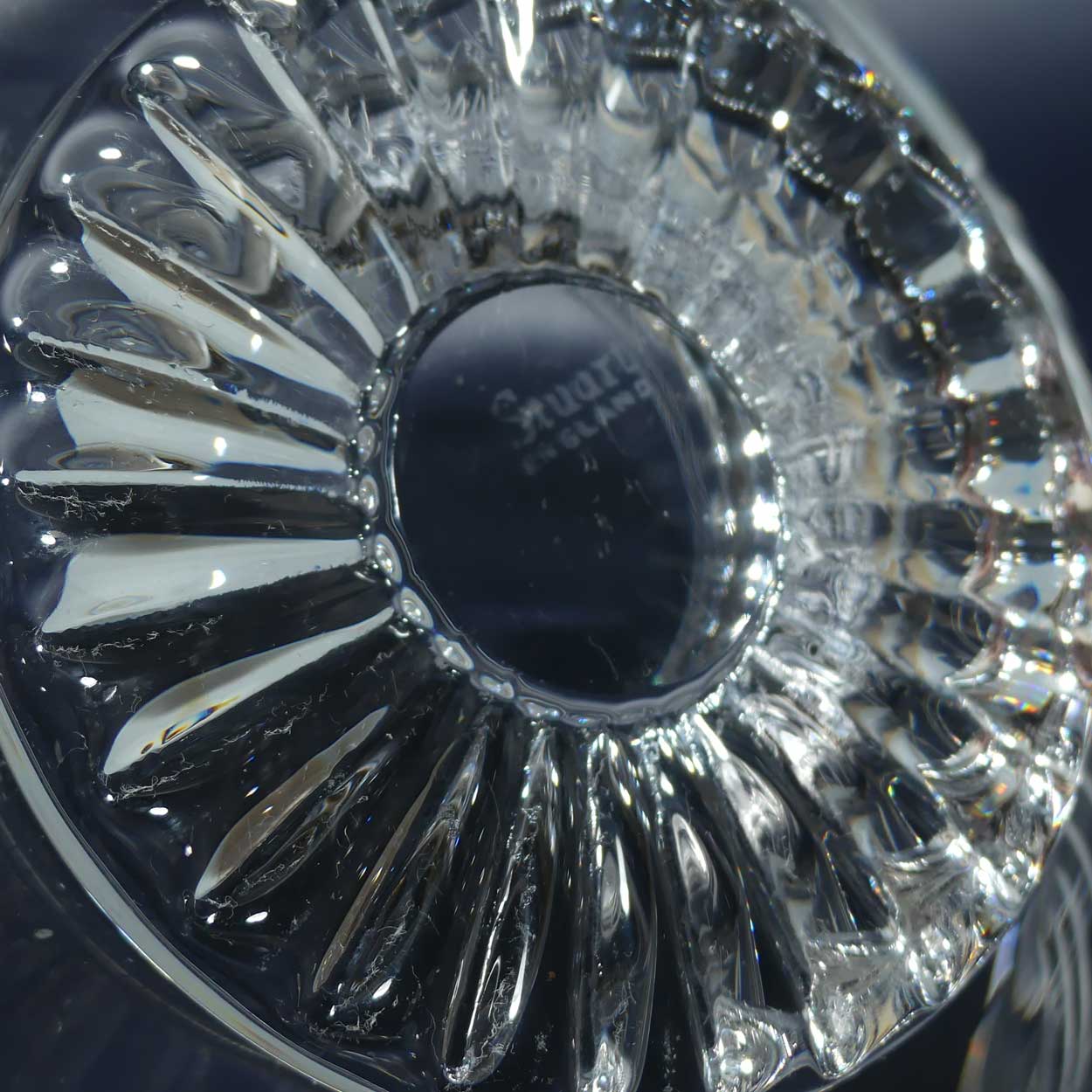 Stuart Crystal Facetted Floral design bowl | 20cm diam