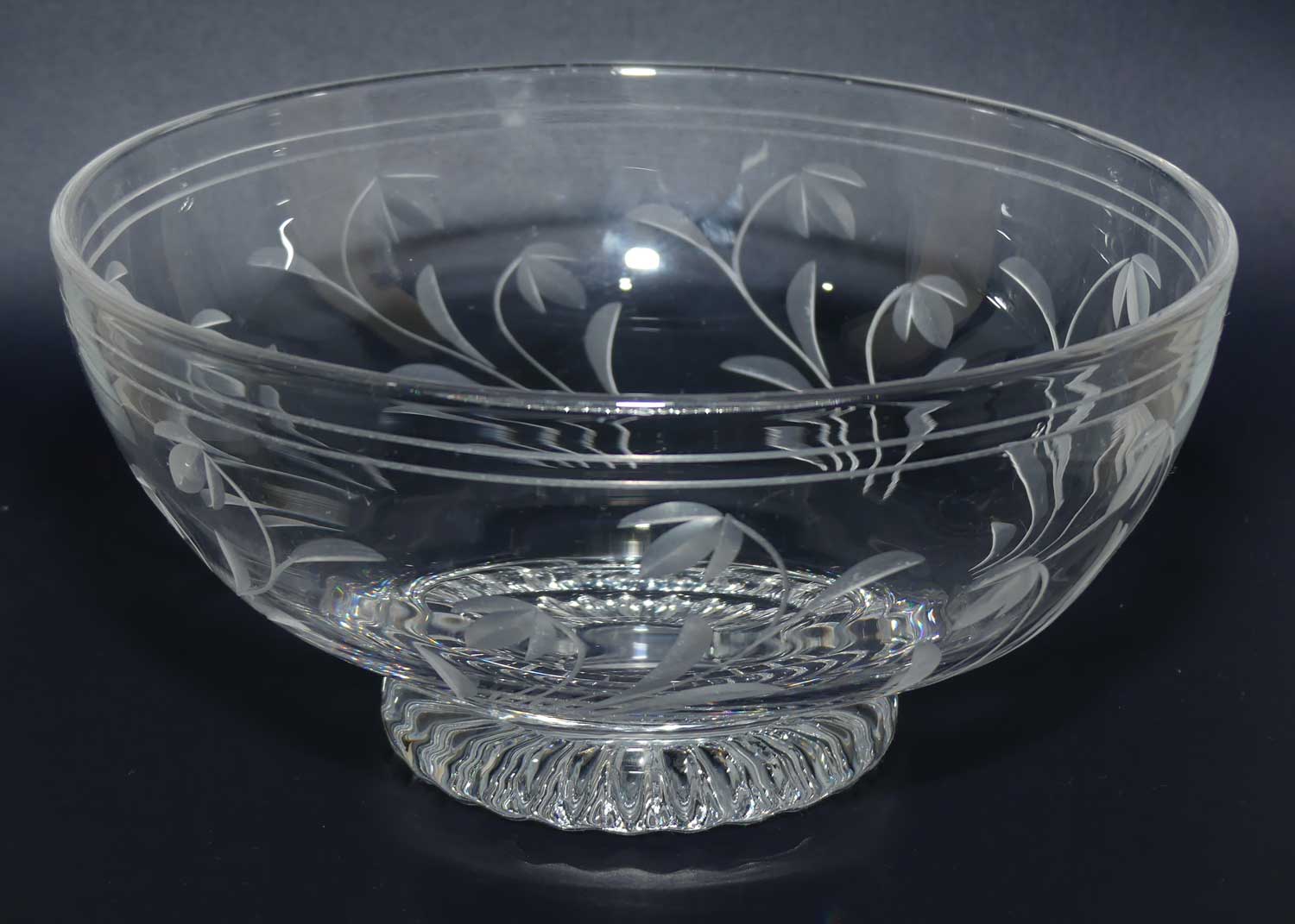 Stuart Crystal Facetted Floral design bowl | 20cm diam