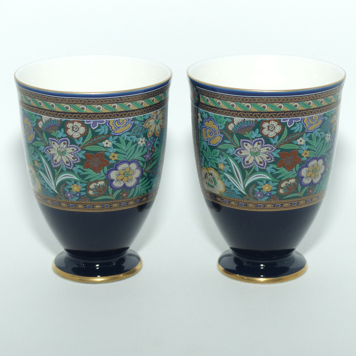 Pair of Japanese Tea Beakers with elaborate Floral decor