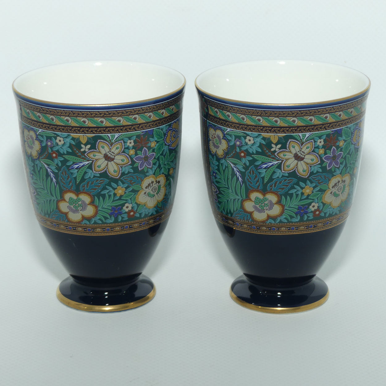 Pair of Japanese Tea Beakers with elaborate Floral decor