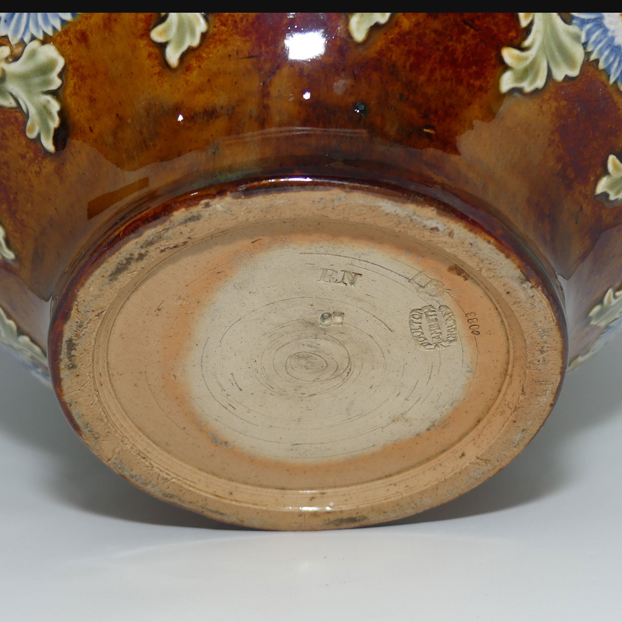 Doulton Lambeth Stoneware jardiniere | Scrolled Floral decoration
