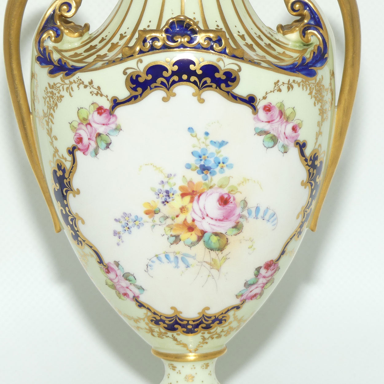 Royal Crown Derby hand painted floral twin handle lidded urn | AF Wood | c.1897