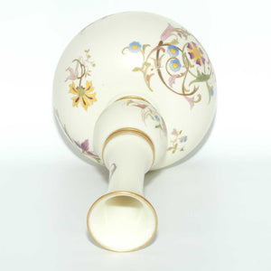 Royal Worcester Blush Ivory and gilt hand painted floral tall gourd shape bulbous vase