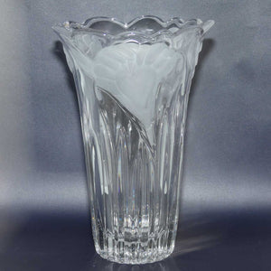 Heavy Crystal vase with Acid Etched floral design