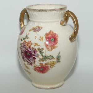 S Fielding & Co Blush Ware twin handle floral decorated vase | Poppies