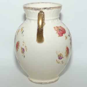 S Fielding & Co Blush Ware twin handle floral decorated vase | Poppies