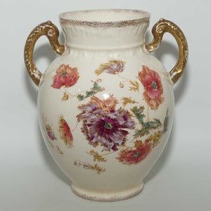 S Fielding & Co Blush Ware twin handle floral decorated vase | Poppies