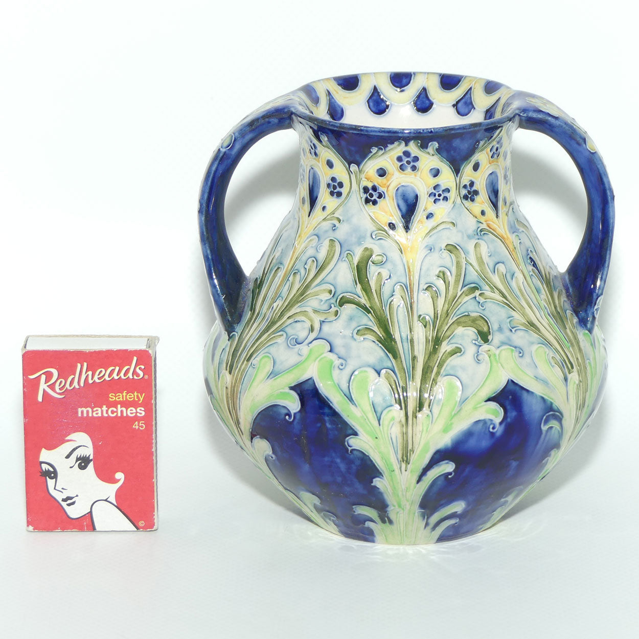 James MacIntyre & Co William Moorcroft Florian Feather and Daisy twin handle vase | M1695