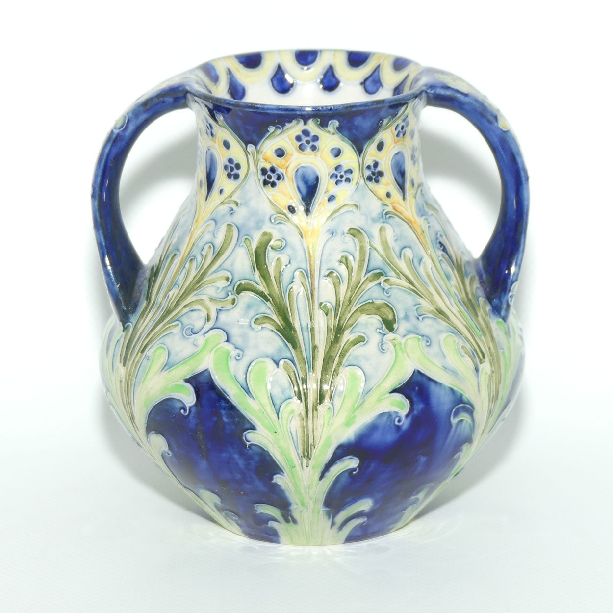 James MacIntyre & Co William Moorcroft Florian Feather and Daisy twin handle vase | M1695