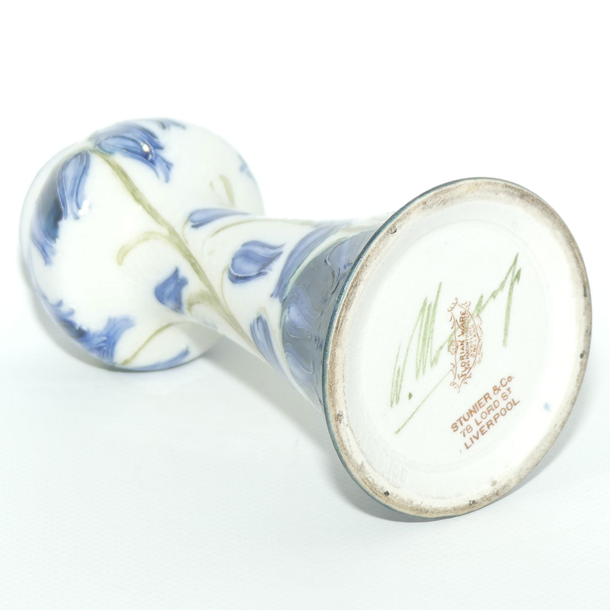 James MacIntyre & Co William Moorcroft Florian Tulip on White Ground vase | Made for Stonier & Co Liverpool