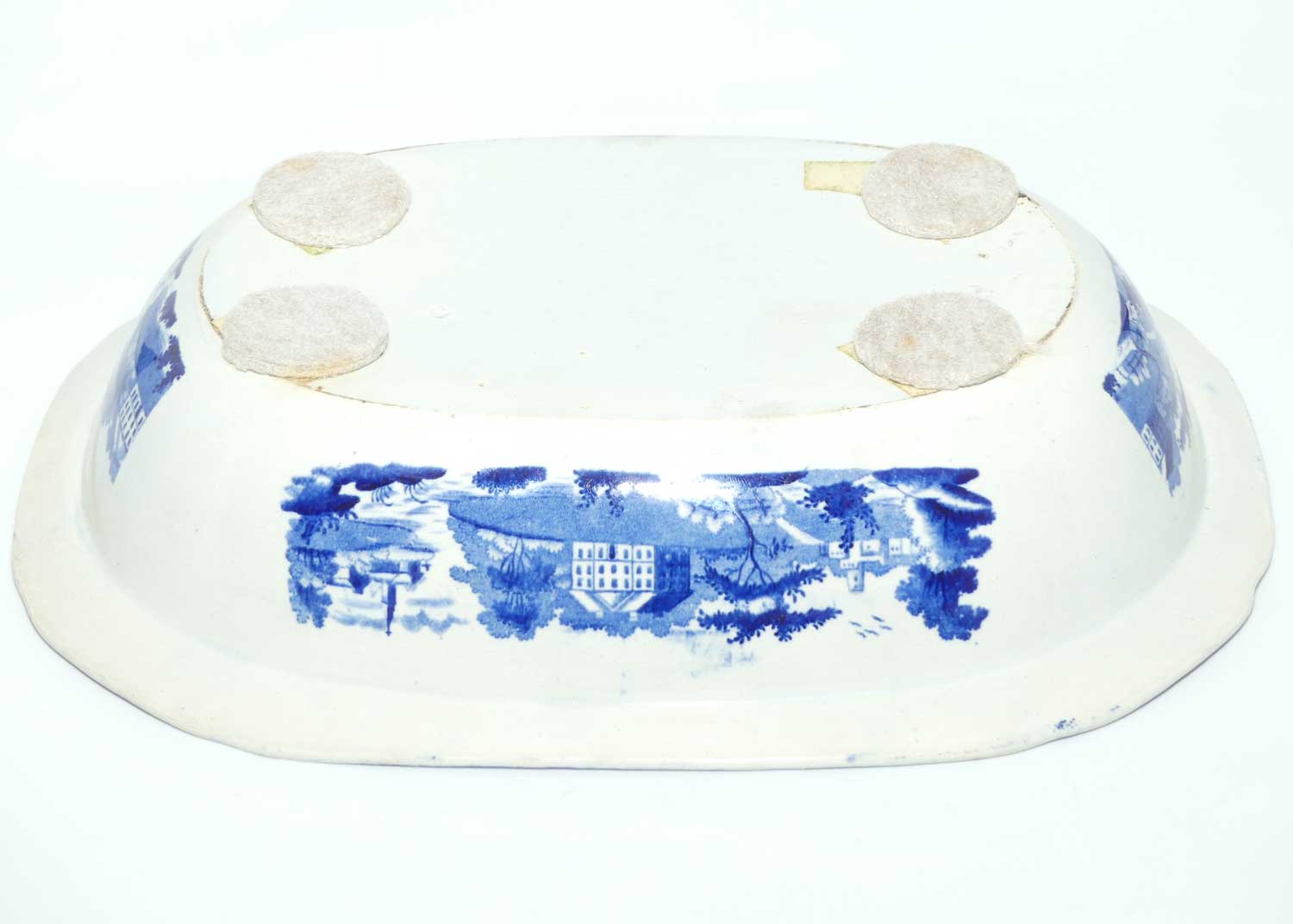Victorian era Flow Blue oval vegetable bowl