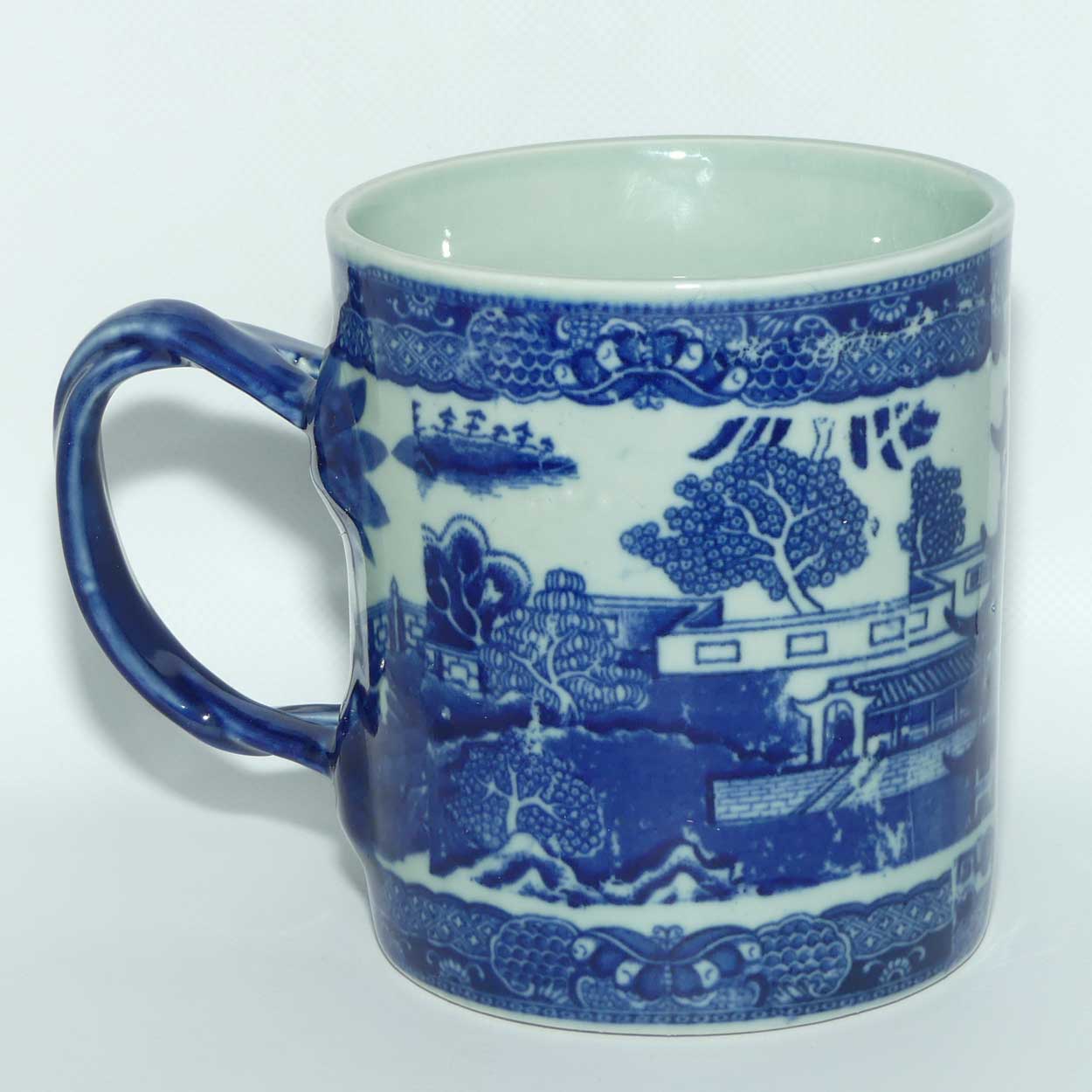 Victoria Ironstone | Antique style Flow Blue tankard | #1