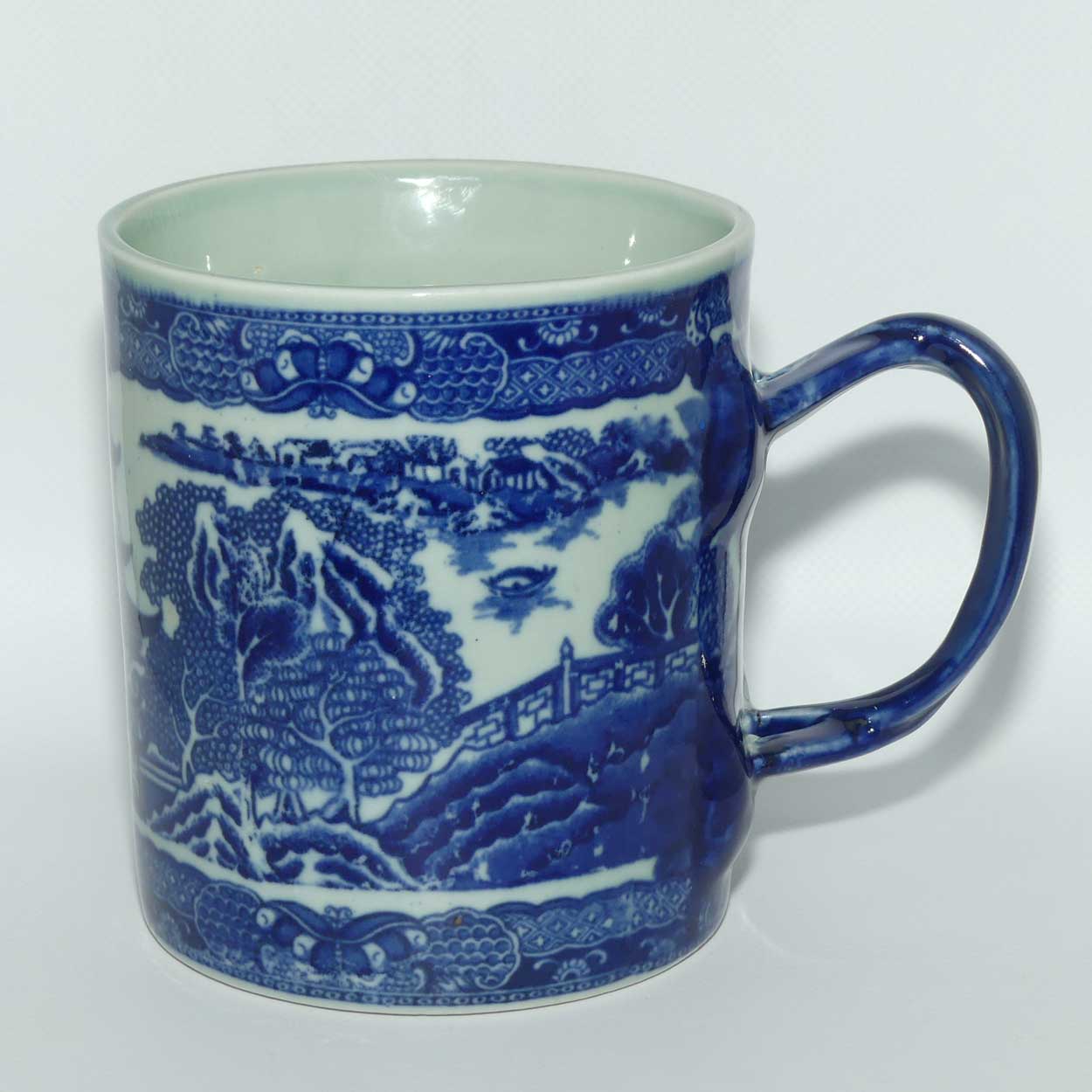 Victoria Ironstone | Antique style Flow Blue tankard | #1