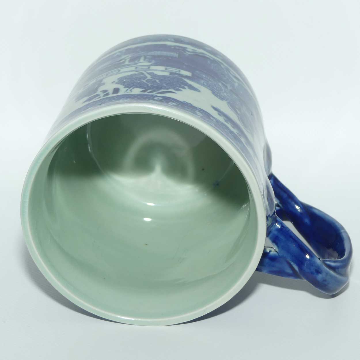 Victoria Ironstone | Antique style Flow Blue Willow pattern tankard | #1