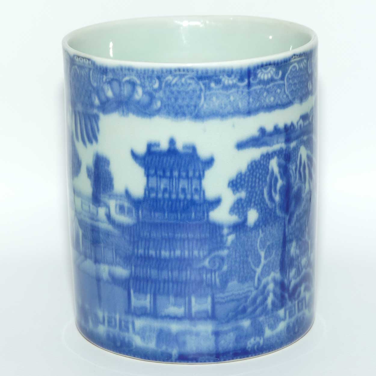 Victoria Ironstone | Antique style Flow Blue Willow pattern tankard | #2