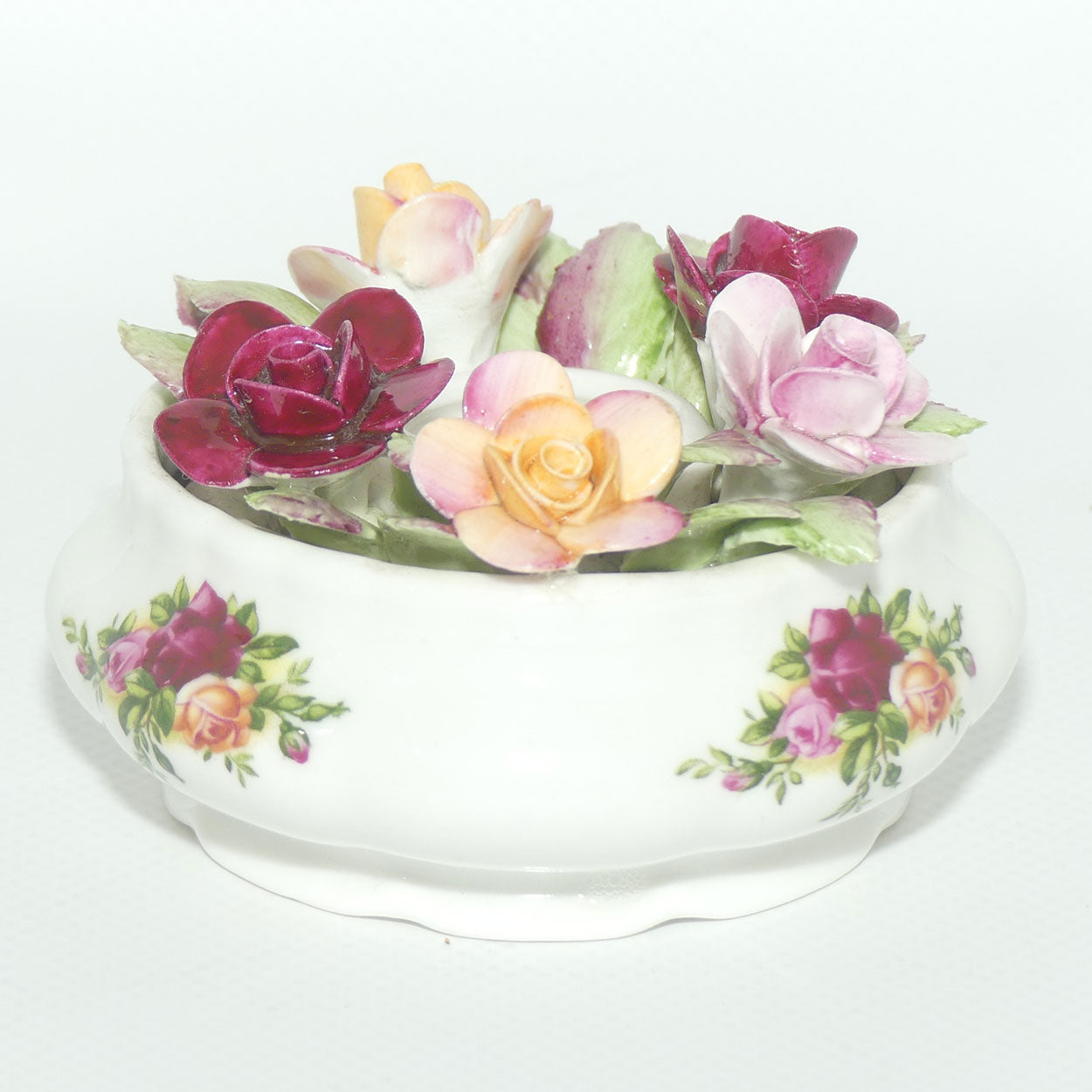 Royal Albert Old Country Roses |  Floral Candle Holder | © 1962 Royal Albert Ltd backstamp