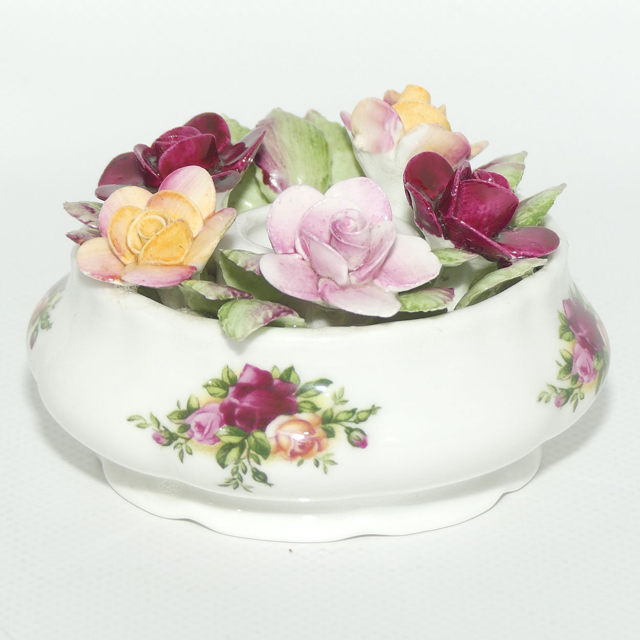Royal Albert Old Country Roses |  Floral Candle Holder | © 1962 Royal Albert Ltd backstamp