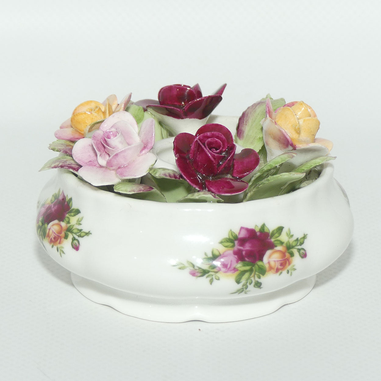 Royal Albert Old Country Roses |  Floral Candle Holder | © 1962 Royal Albert Ltd backstamp