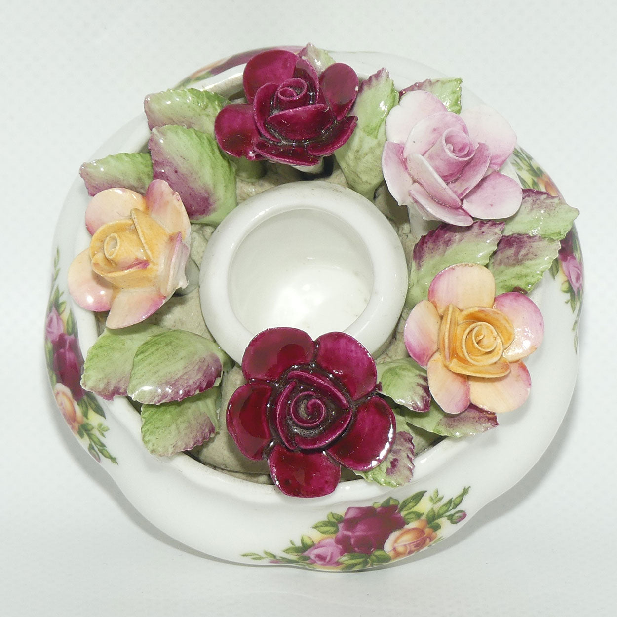 Royal Albert Old Country Roses |  Floral Candle Holder | © 1962 Royal Albert Ltd backstamp