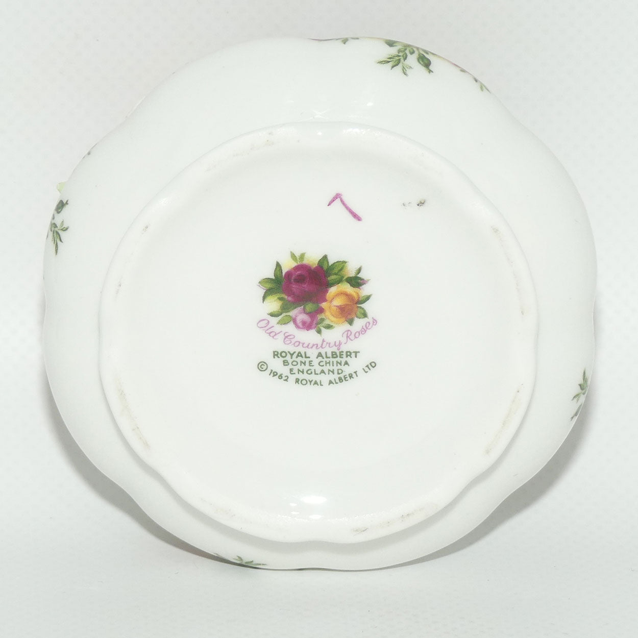 Royal Albert Old Country Roses |  Floral Candle Holder | © 1962 Royal Albert Ltd backstamp