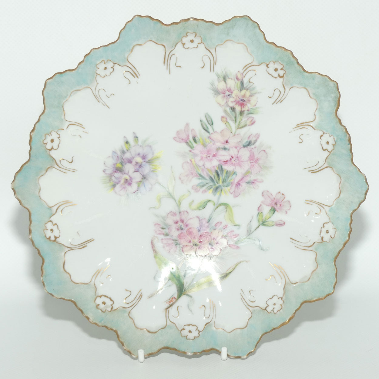 Early Australian China Painted frilled edge comport decorated with Small Flowers | by Ethel L Thomas 1909