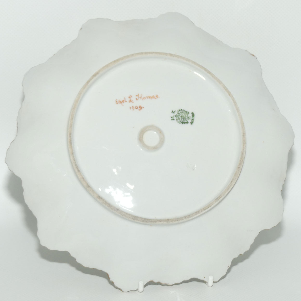 Early Australian China Painted frilled edge comport decorated with Small Flowers | by Ethel L Thomas 1909