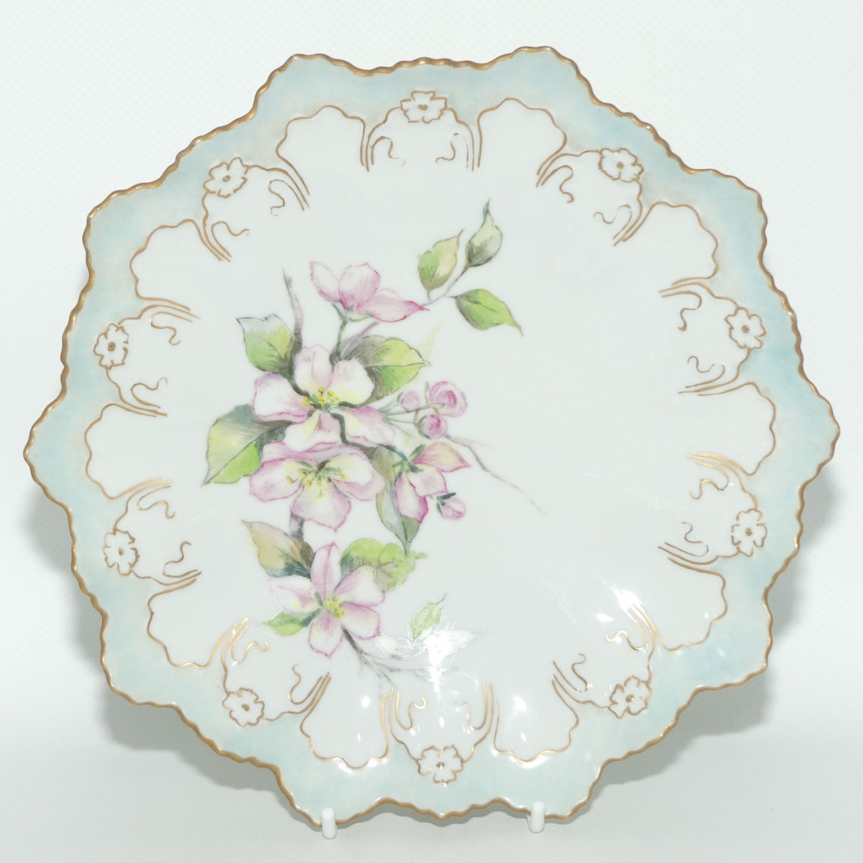 Early Australian China Painted frilled edge plate decorated with Azalea Flowers | #3 | by Ethel L Thomas 1908