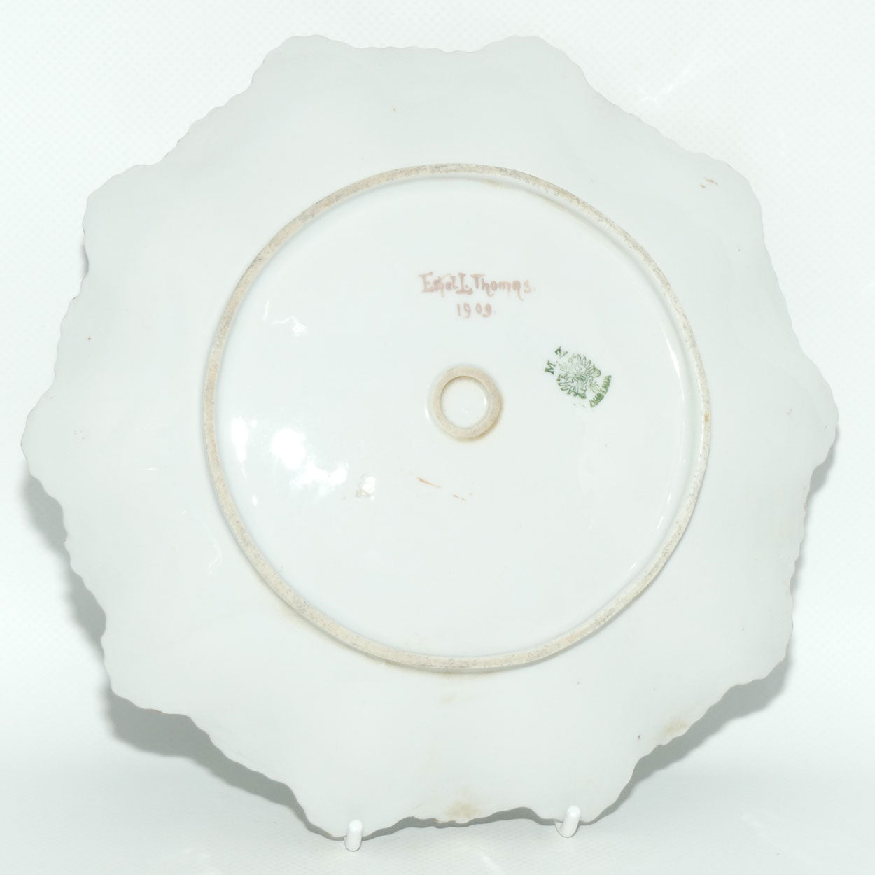 Early Australian China Painted frilled edge plate decorated with Flowers and Blackberries | #4 | by Ethel L Thomas 1909