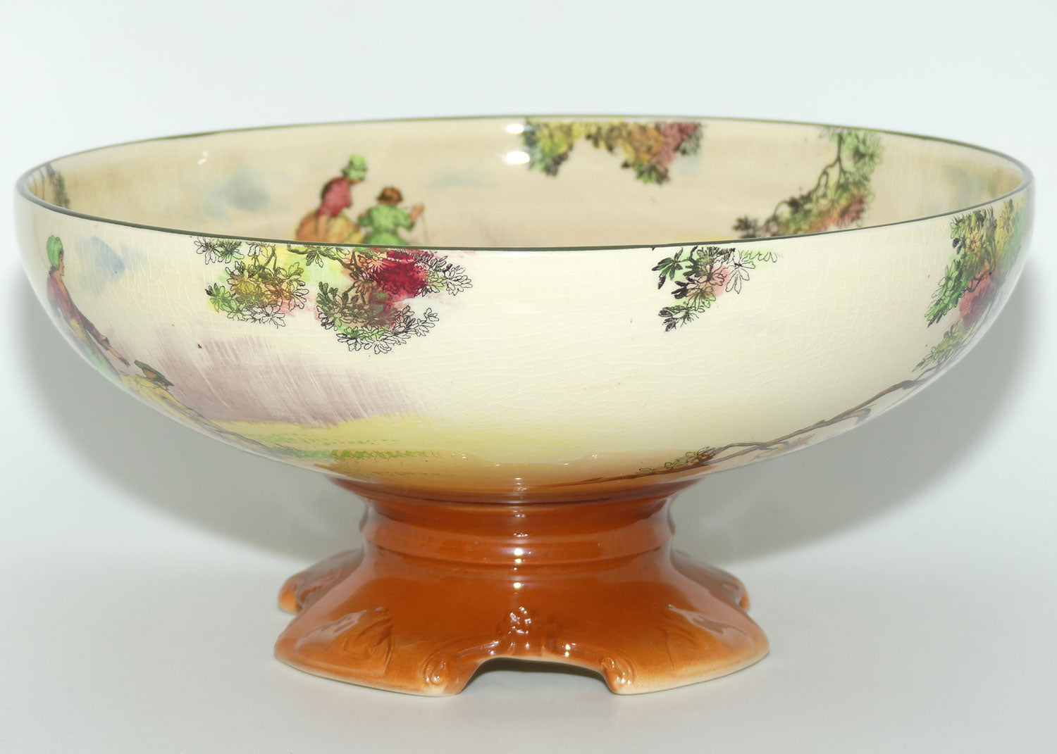 Royal Doulton Gleaners and Gypsies large quad footed comport D4983