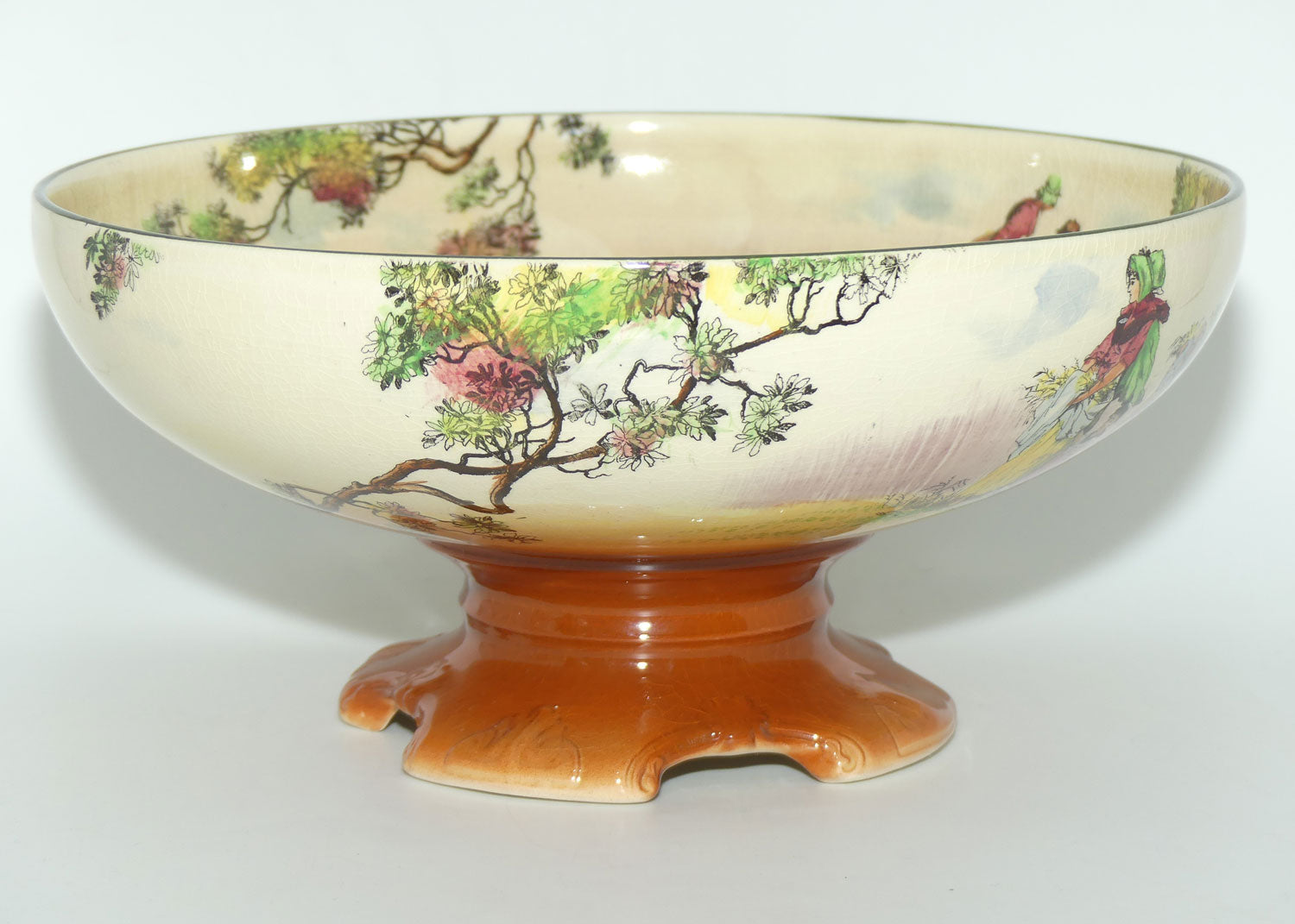 Royal Doulton Gleaners and Gypsies large quad footed comport D4983