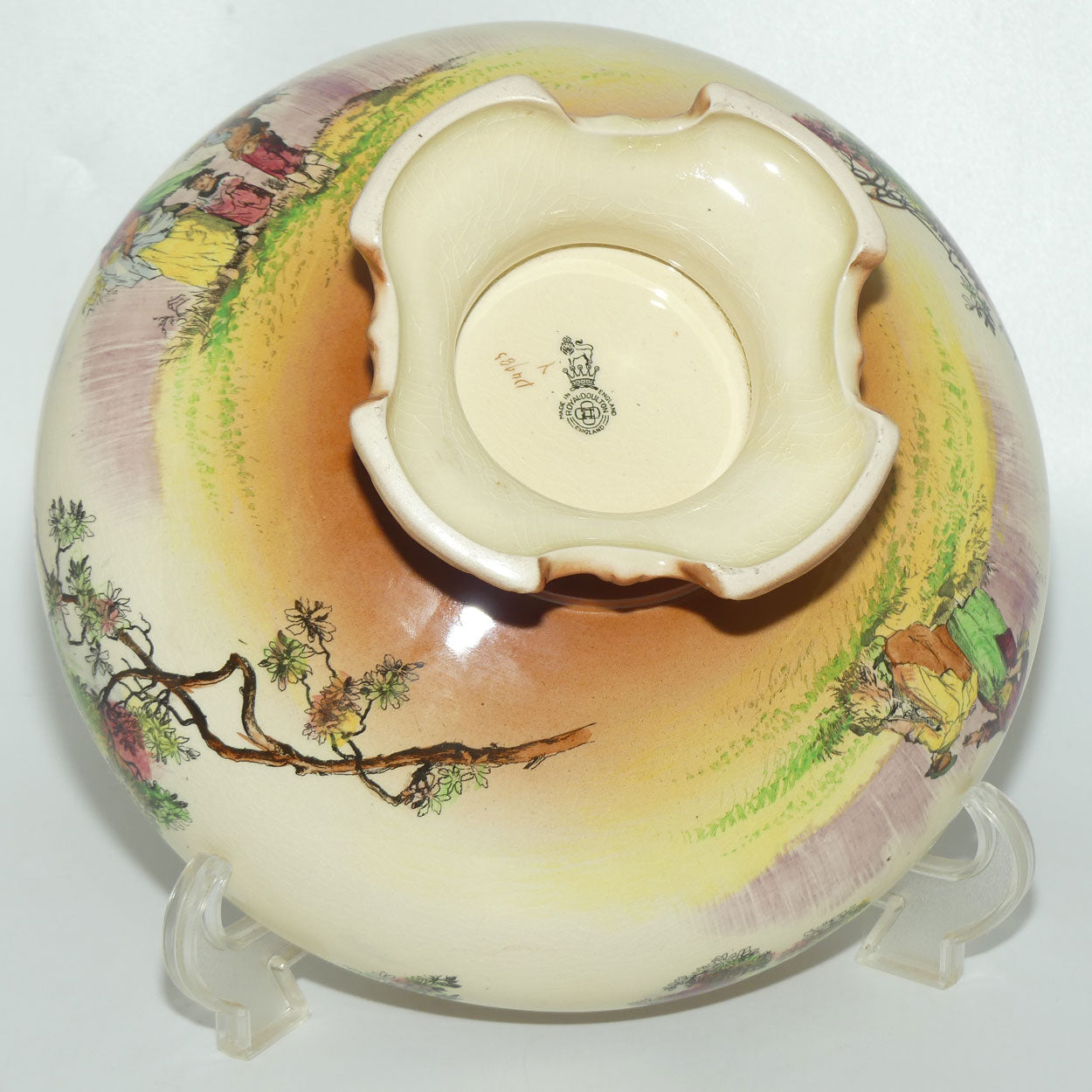 Royal Doulton Gleaners and Gypsies large quad footed comport D4983