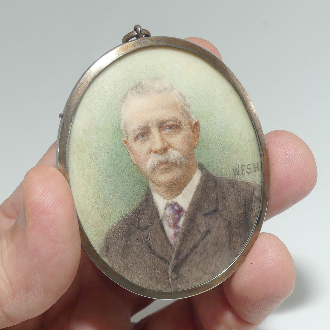 19th Century Framed Miniature Portrait in Folding Leather Case | Walter Francis Scott Hetherington